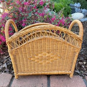 Vintage wicker magazine holder